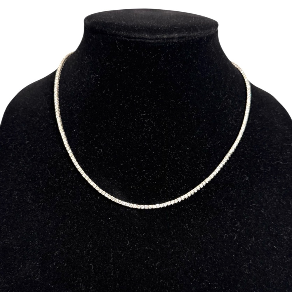 7 CTW Lab Grown Diamond 14k White Gold 4 Prong Tennis Necklace 18 Inch
